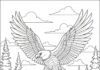 Eagle in a Forest Coloring Page