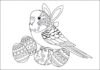 Easter Budgie with Eggs Coloring Page