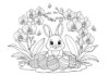 Easter Bunny with Orchids Coloring Page