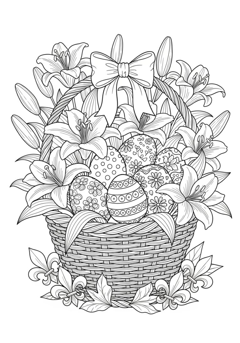 Easter Lily Basket Coloring Page