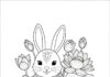 Easter Lotus and Bunny Coloring Page
