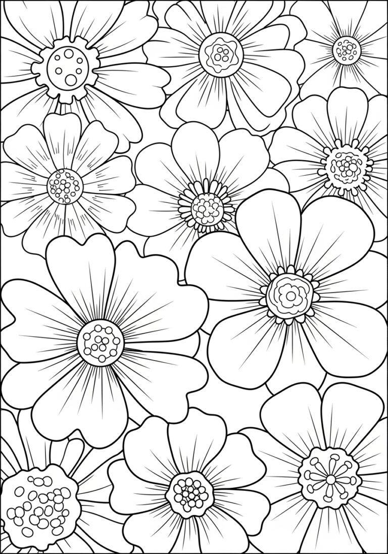 Easy Coloring Page of Flowers