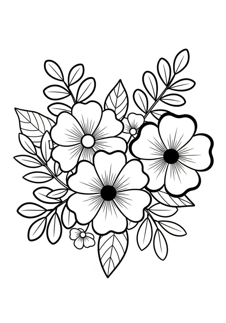 Easy Floral Coloring Page
