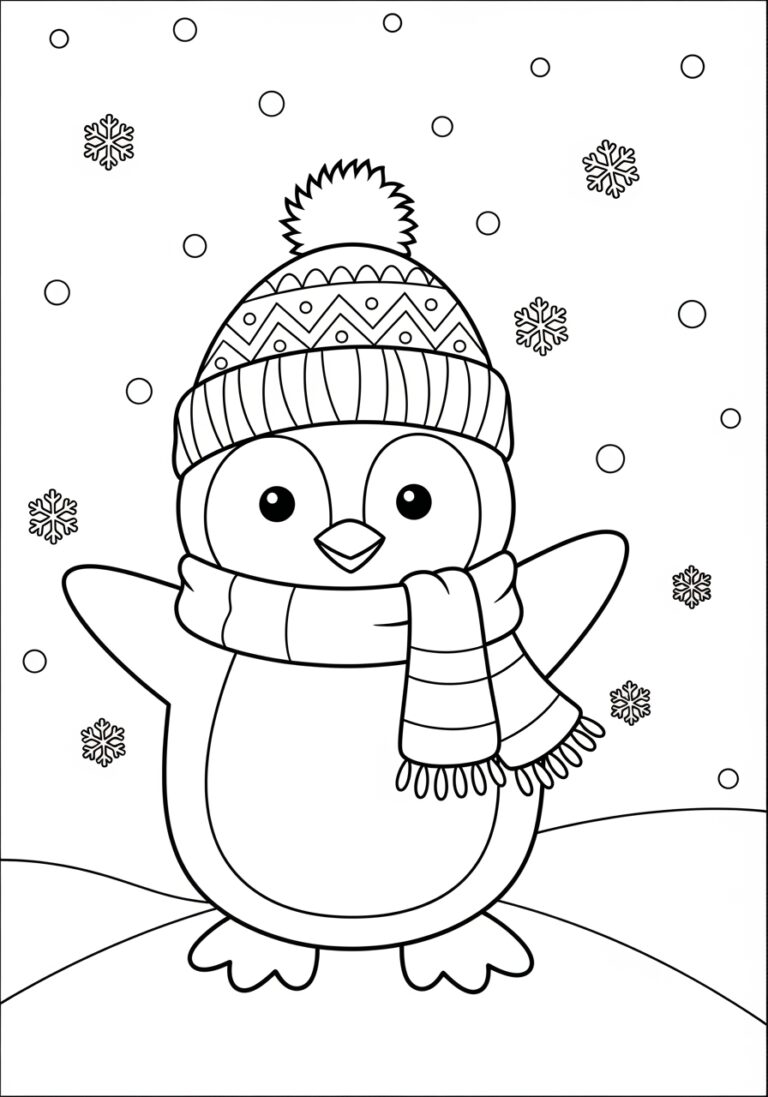Easy Penguin Coloring Page