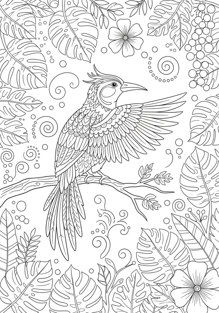 Exotic Bird Coloring Page