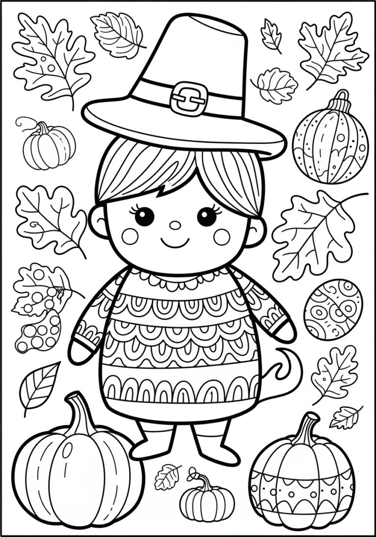Fall and Thanksgiving Coloring Page