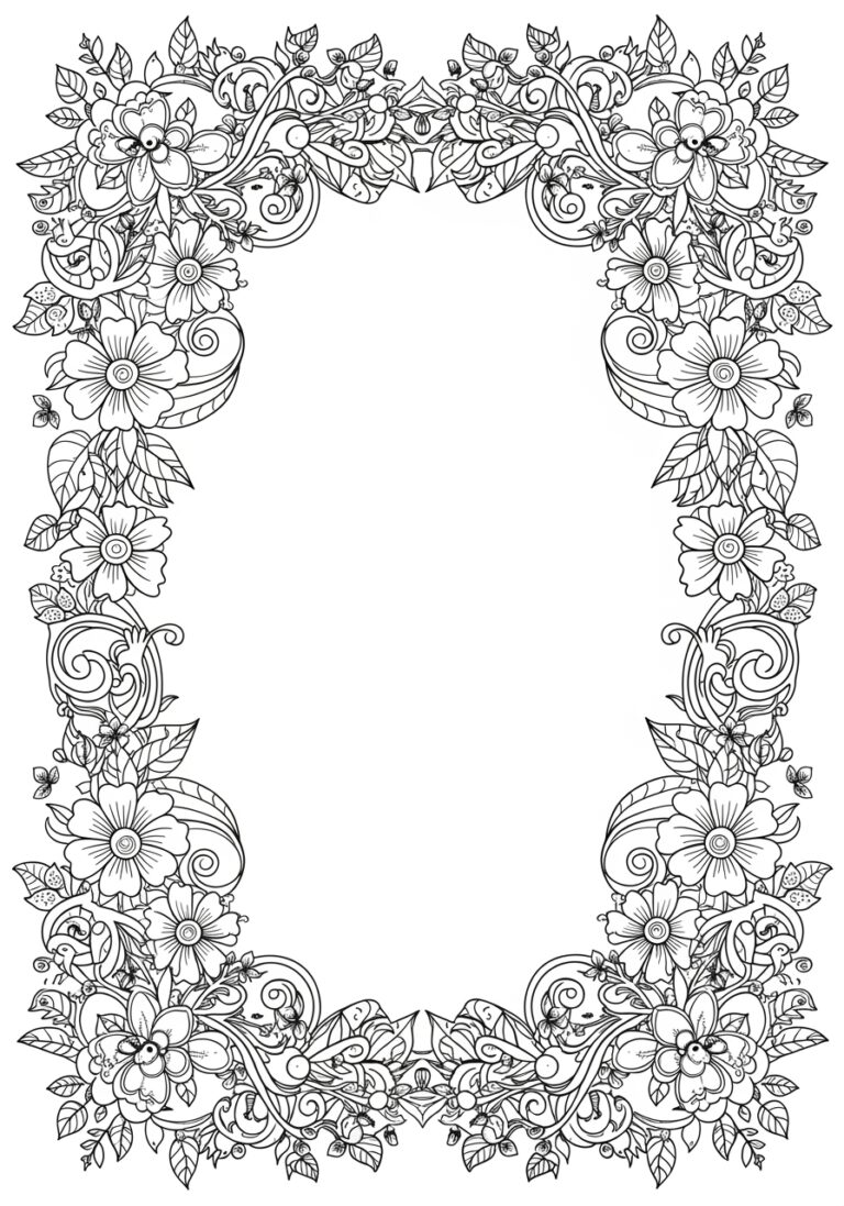 Floral Border Coloring Page