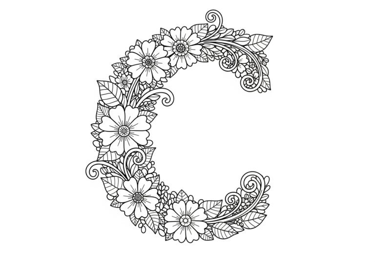 Floral Letter Coloring Page