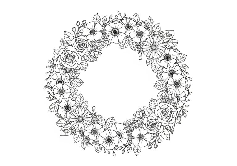 Floral Wreath Coloring Page