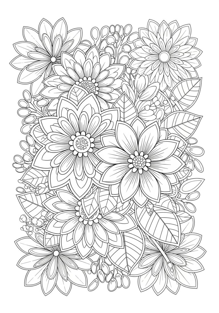 Flower Coloring Page for Teens