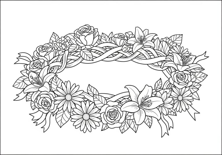 Flower Crown Coloring Page