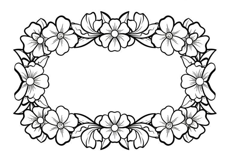 Flower Frame Coloring Page