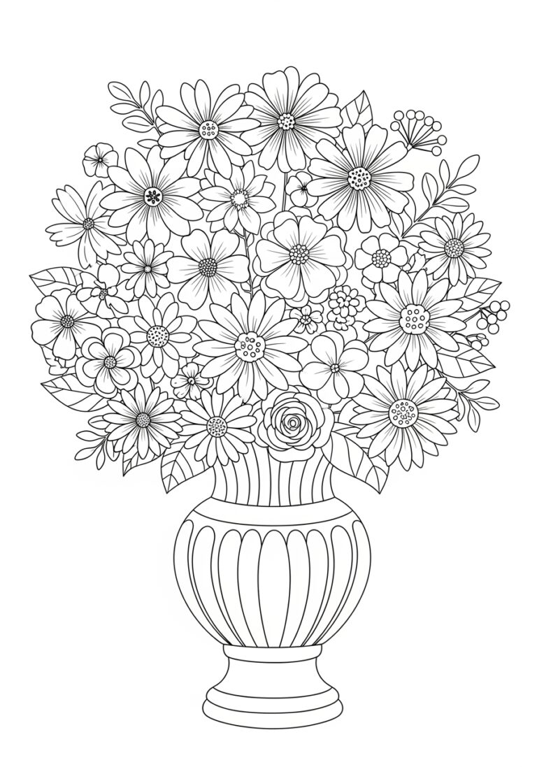 Flower in Vase Coloring Page