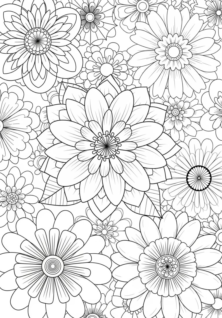 Flower Outline Image for Colouring