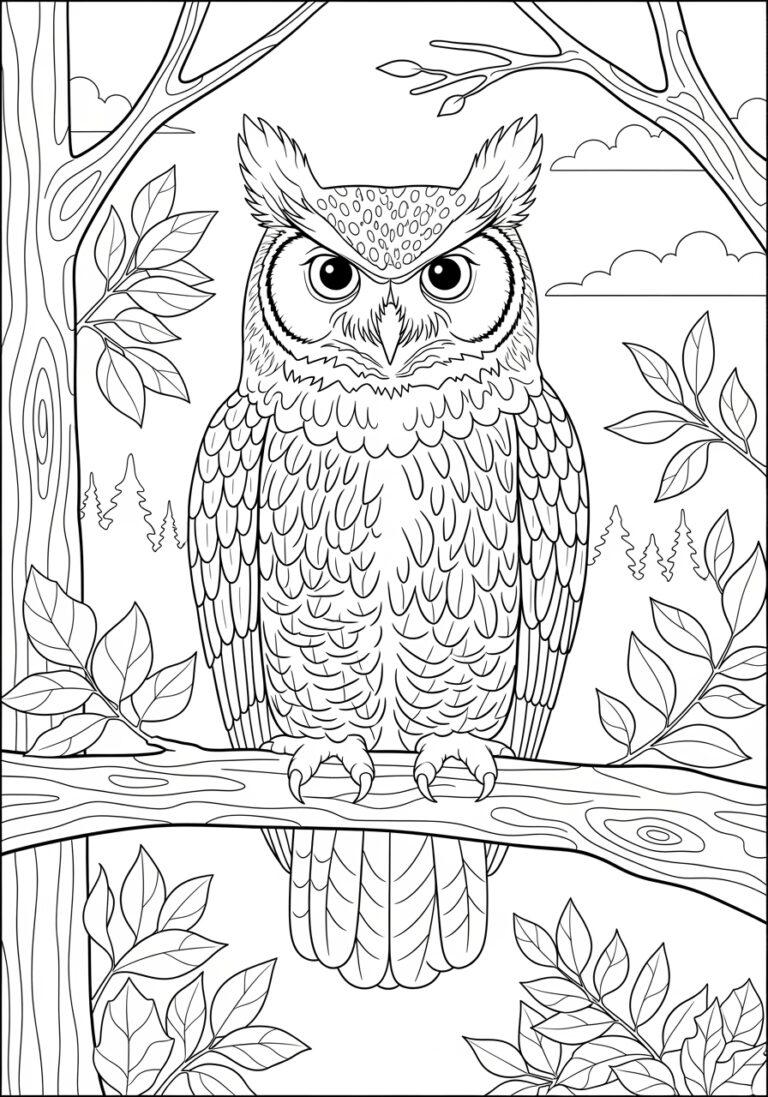 Great Horned Owl Coloring Page