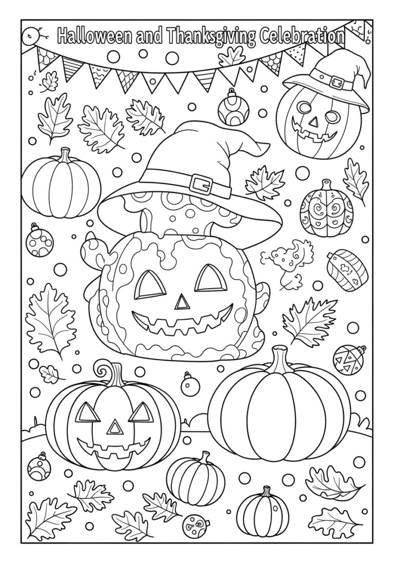Halloween and Thanksgiving Coloring Page