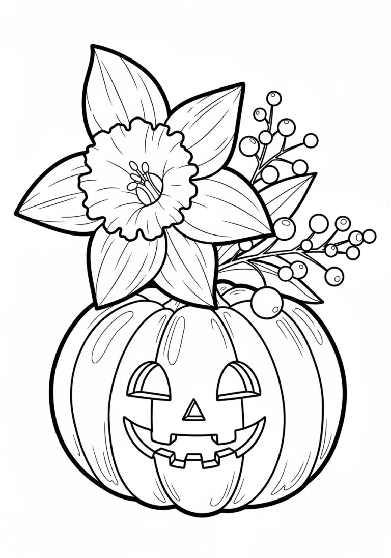 Halloween Daffodil Pumpkin Coloring Page