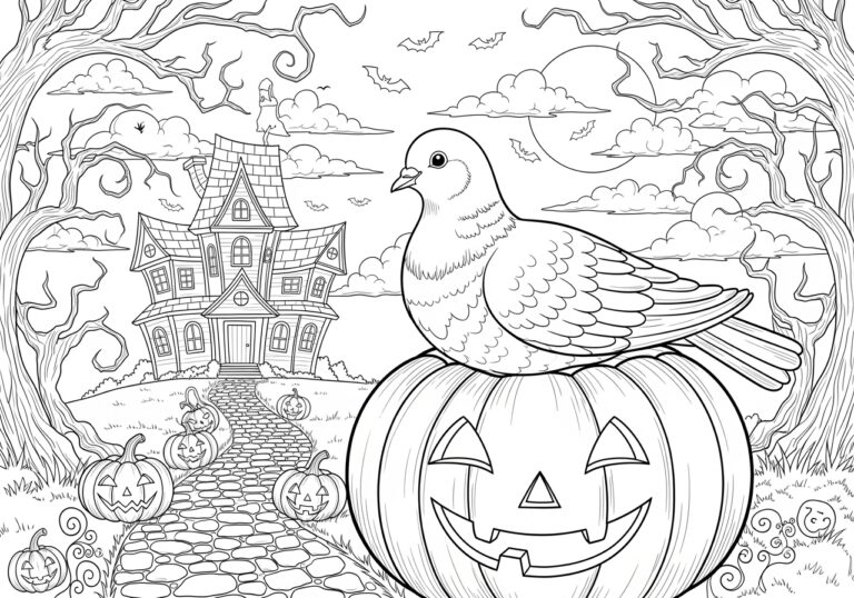 Halloween Dove Coloring Page