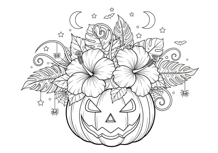Halloween Hibiscus Coloring Page