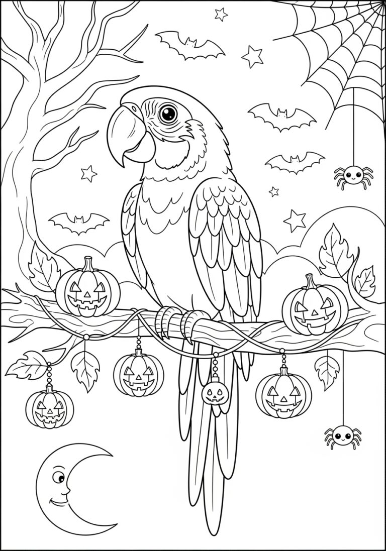 Halloween Macaw Coloring Page