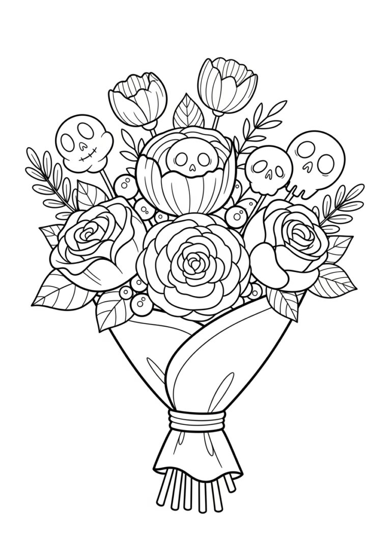 Halloween Spooky Bouquet Coloring Page