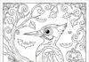Halloween Woodpecker Coloring Page