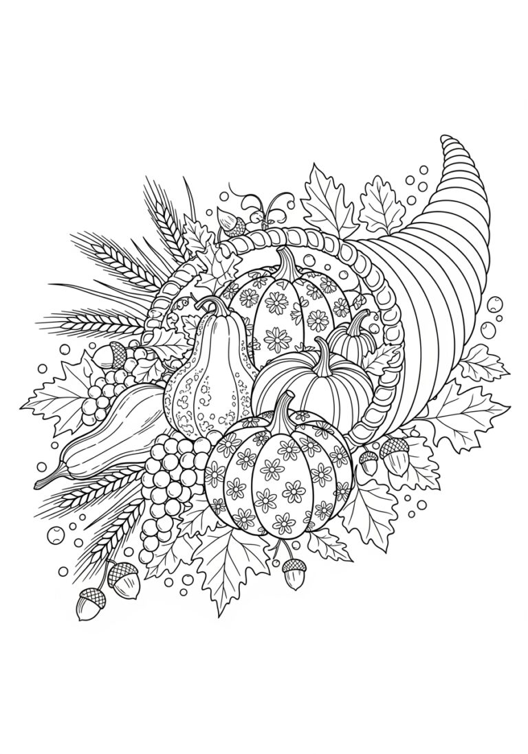 Happy Thanksgiving Coloring Page for Adults