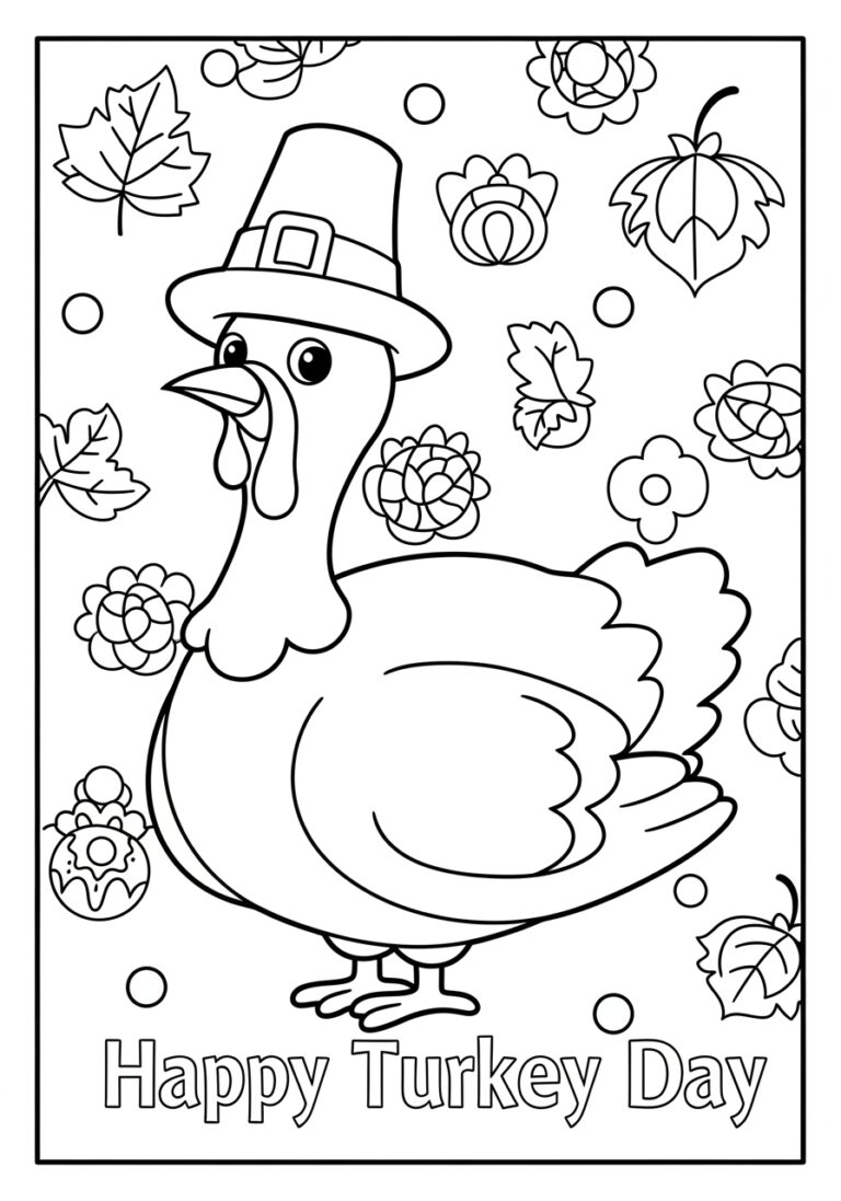 Happy Turkey Day Coloring Page
