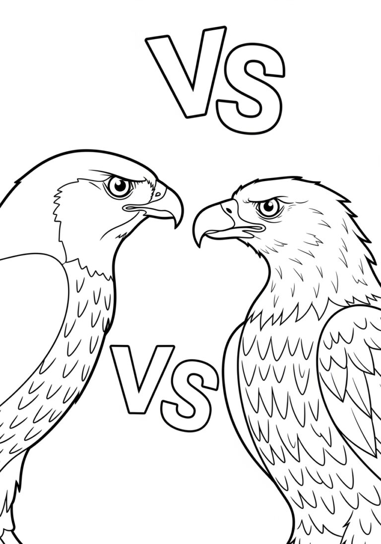 Hawk and Eagle Face-Off Coloring Page