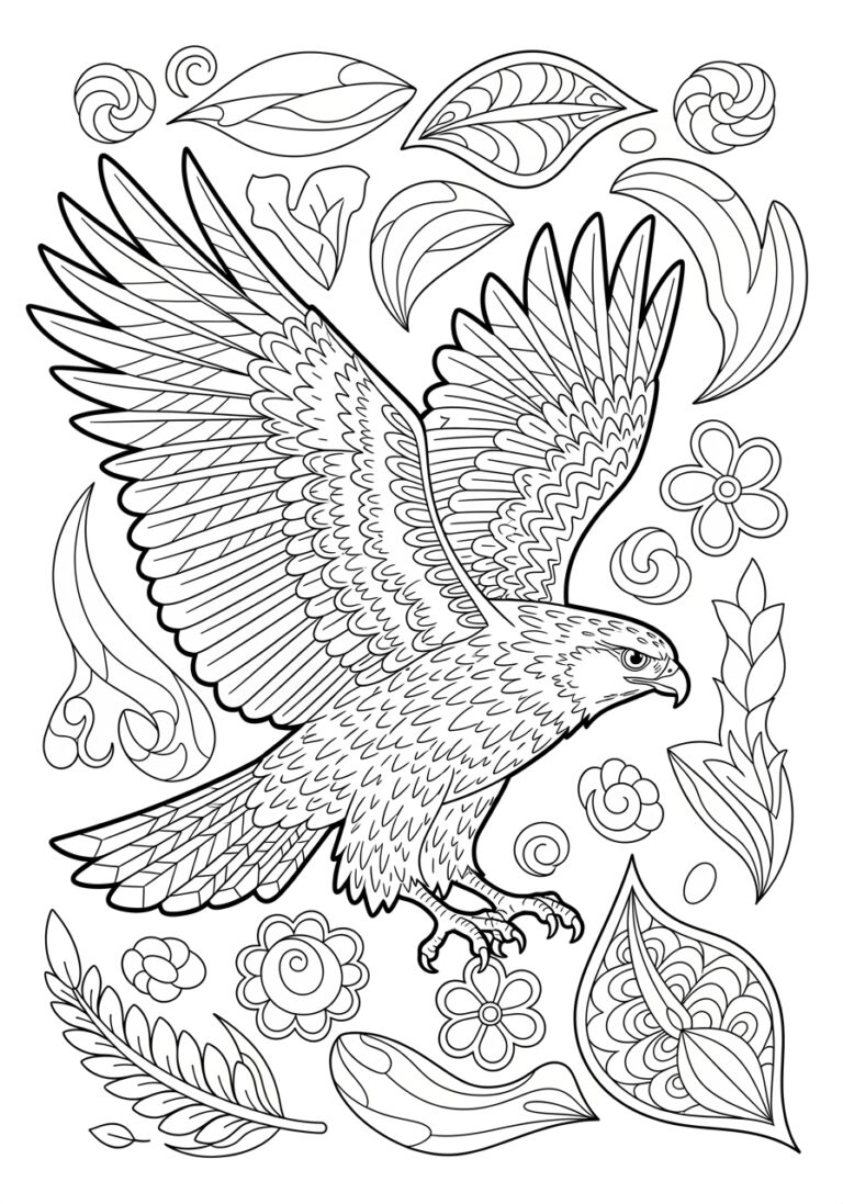 Hawk in Flight Coloring Page