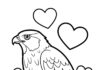 Hawk with Valentine’s Heart Coloring Page