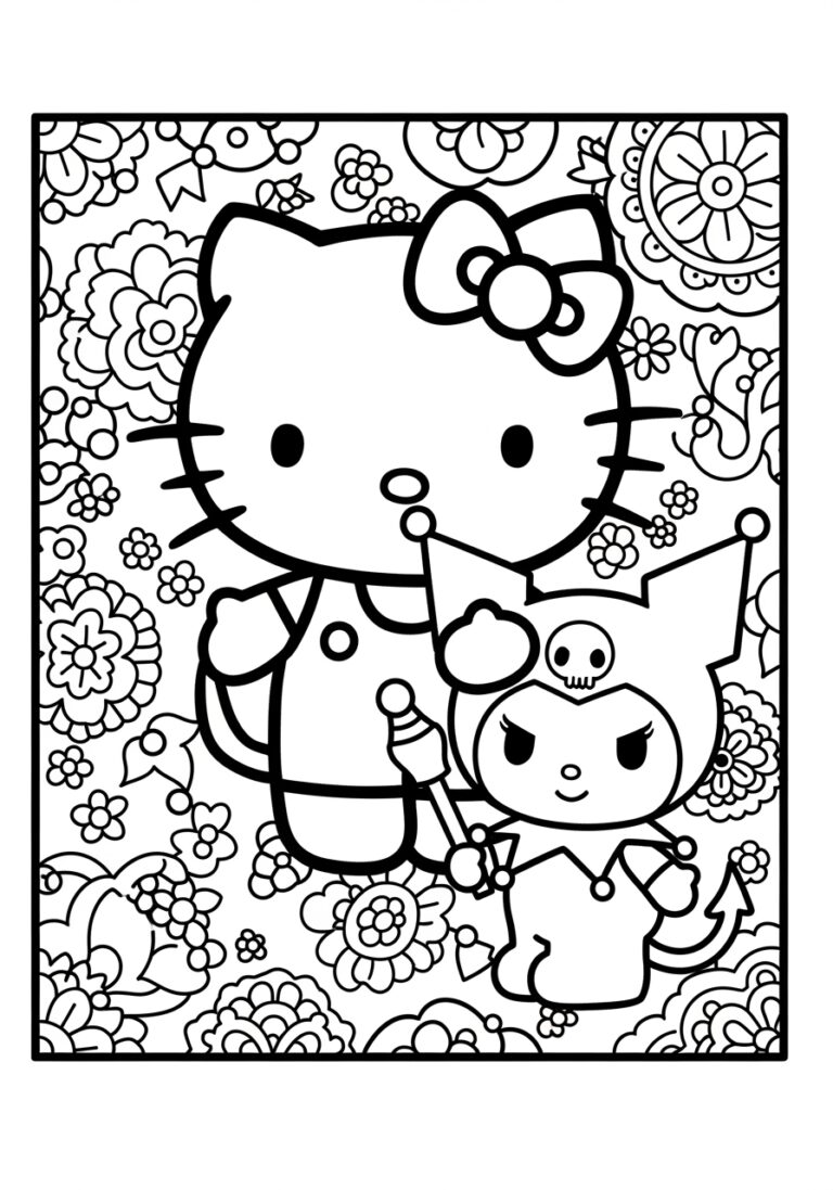 Hello Kitty Kuromi Coloring Page