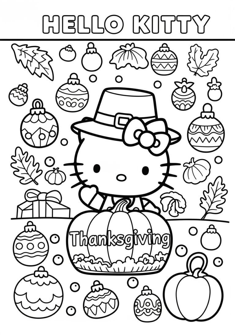 Hello Kitty Thanksgiving Coloring Page
