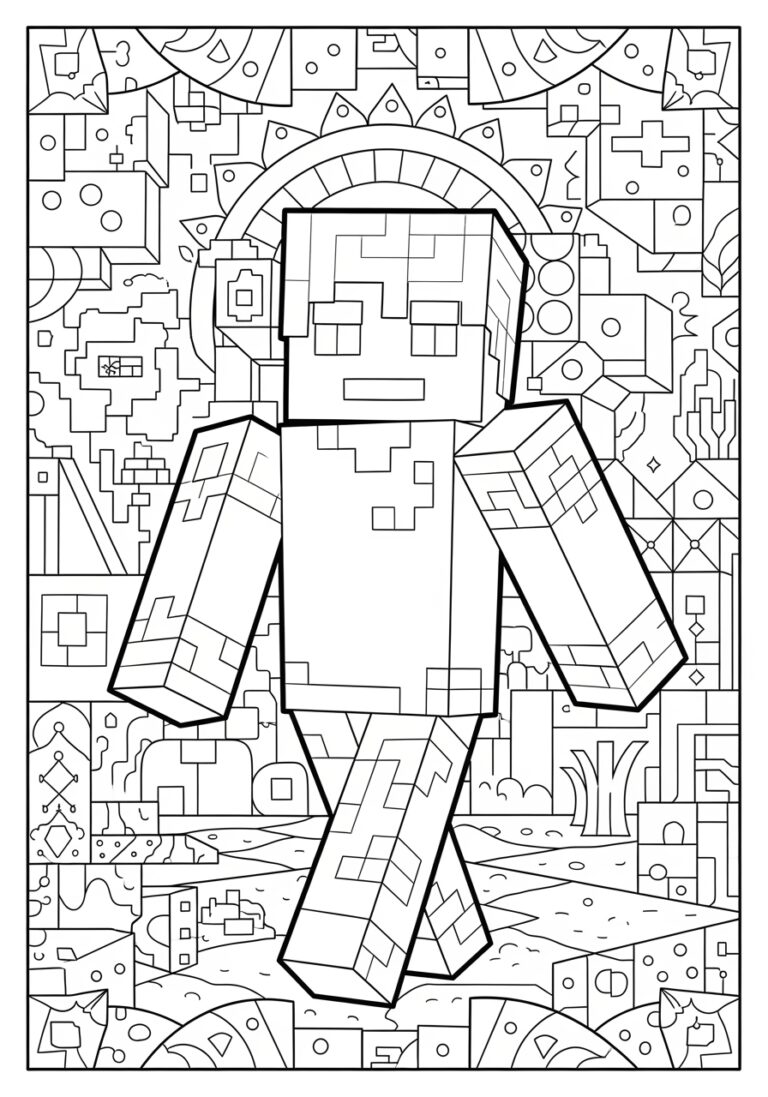 Herobrine Minecraft Coloring Page