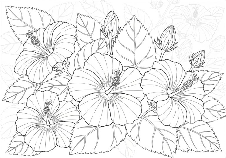 Hibiscus Colouring Image