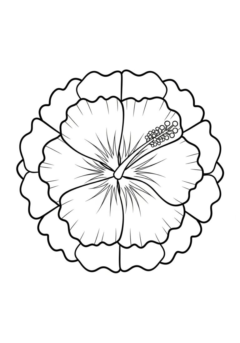 Hibiscus Flower Mandala Coloring Page
