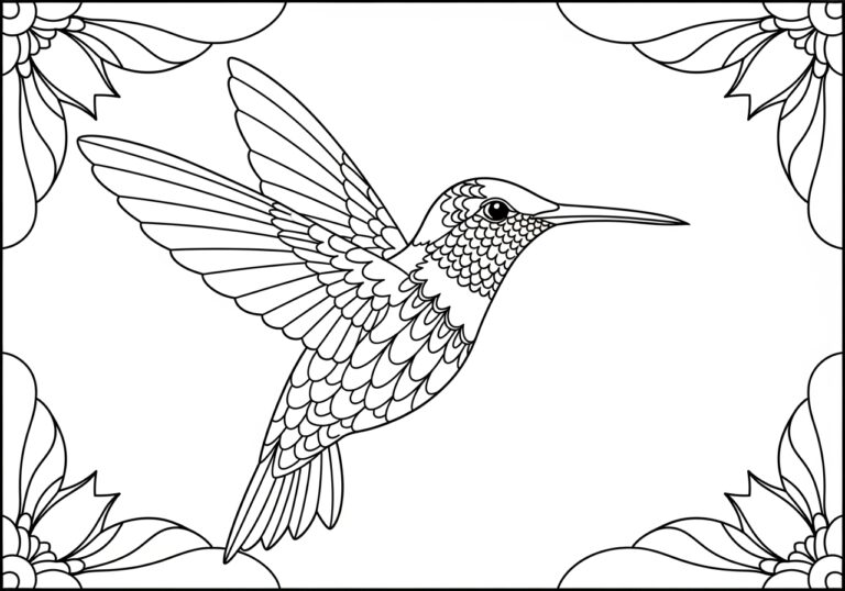 Hummingbird in Flight Coloring Page