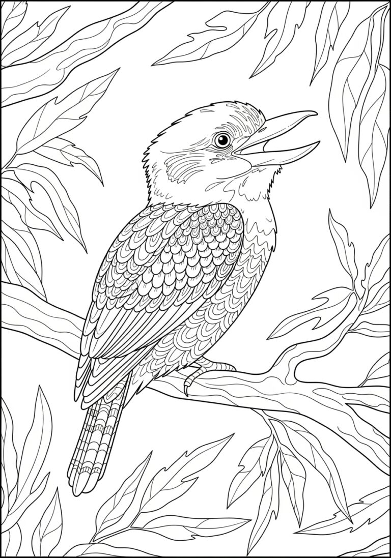 Kookaburra Singing in the Morning Coloring Page
