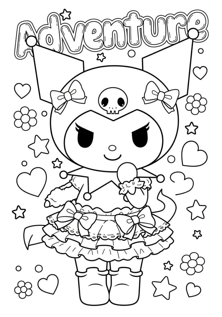 Kuromi Black and Pink Coloring Page