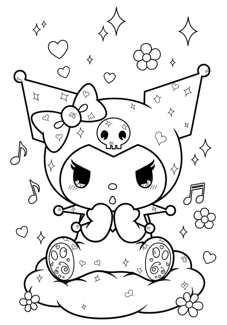 Kuromi Cute Face Coloring Page