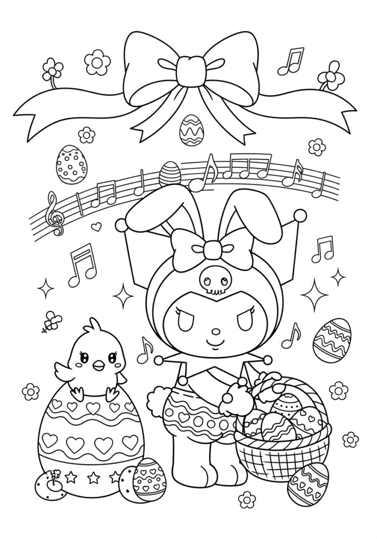 Kuromi Easter Coloring Page