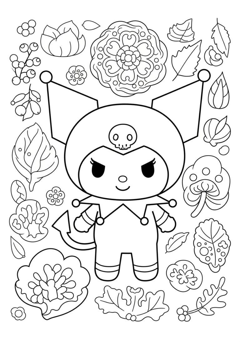 Kuromi Fall Coloring Page