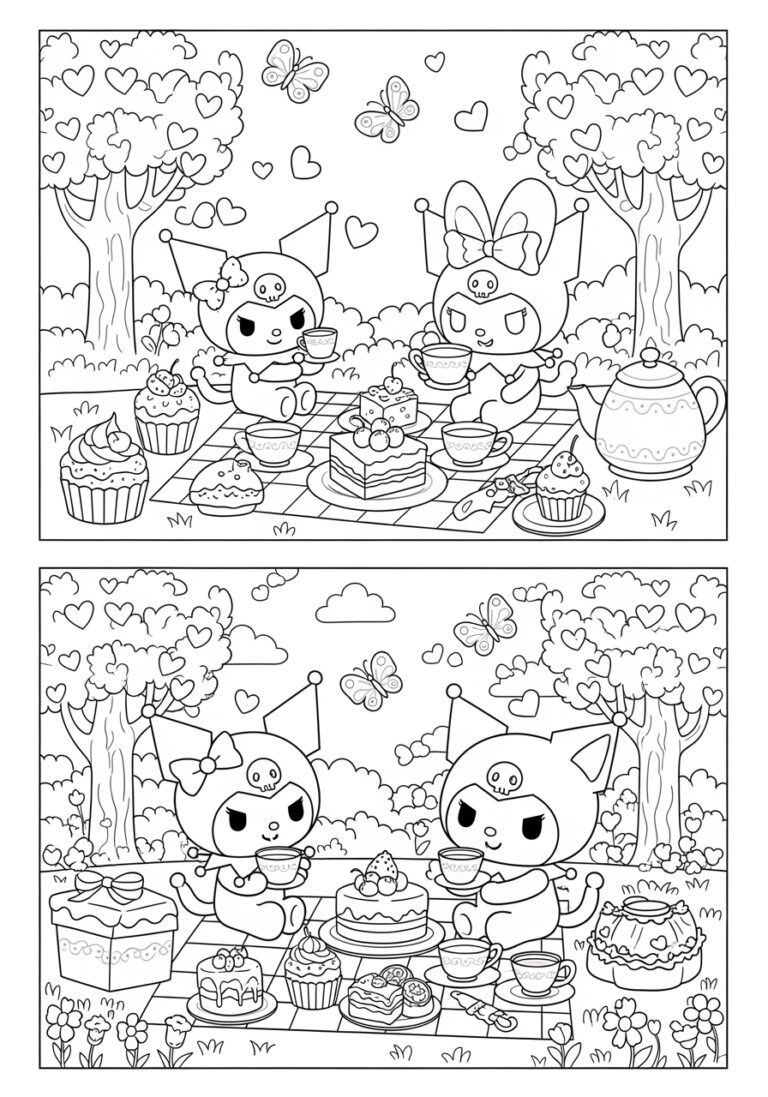 Kuromi Food and Sweet Coloring Page