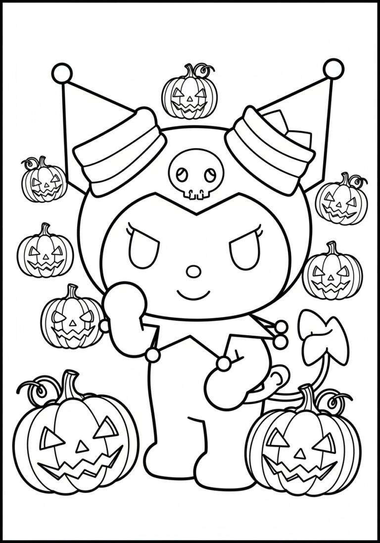 Kuromi Halloween Pumpkin Coloring Page