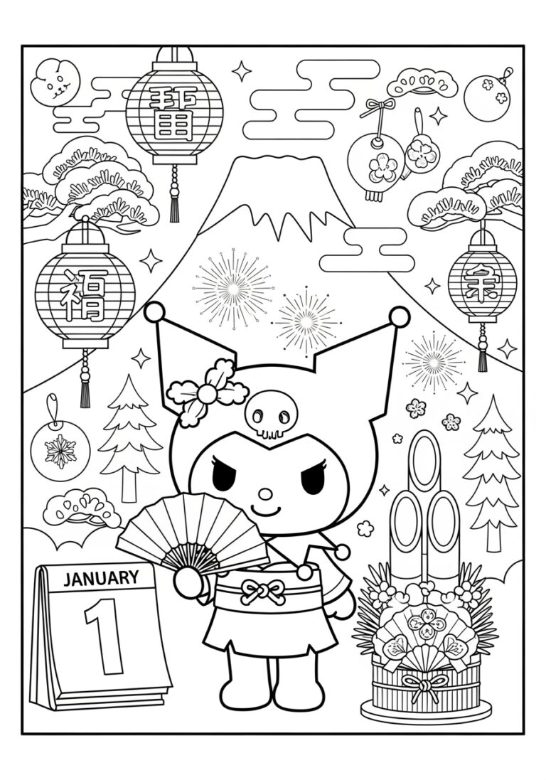 Kuromi New Year Coloring Page