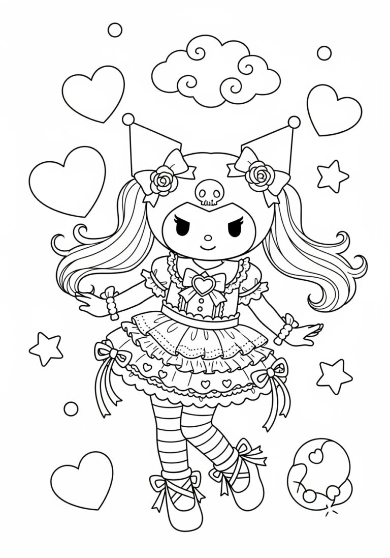 Kuromi Outfit Coloring Page