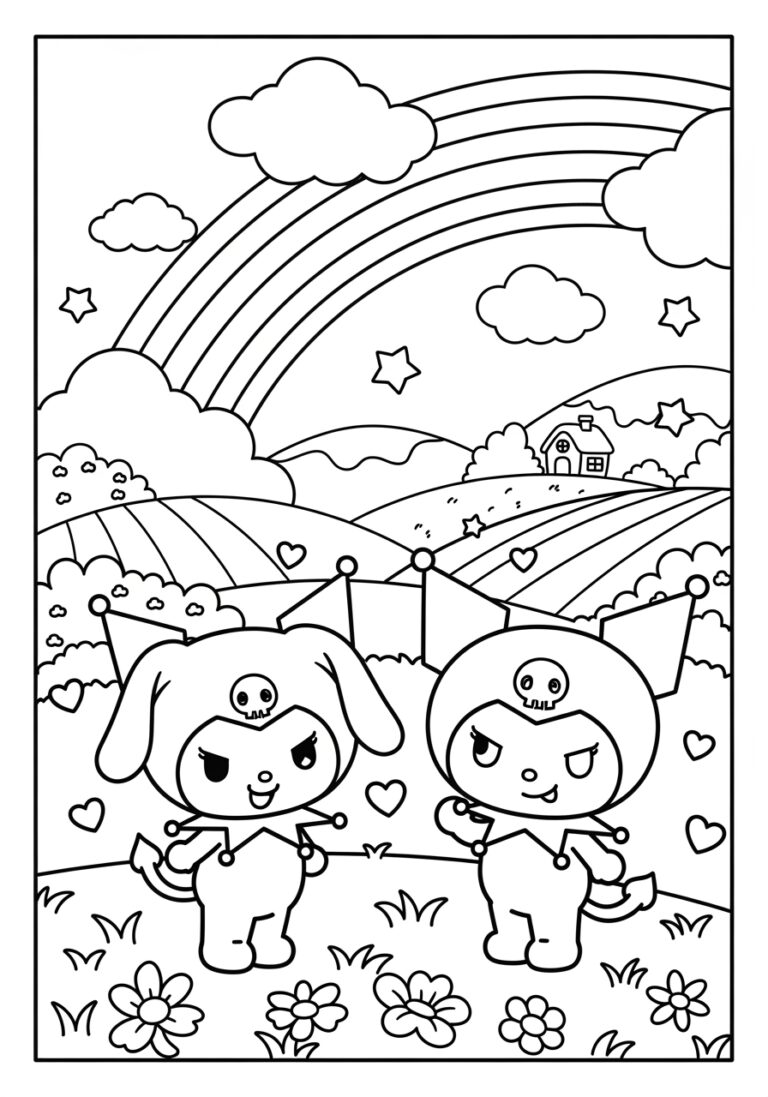 Kuromi Rainbow Coloring Page