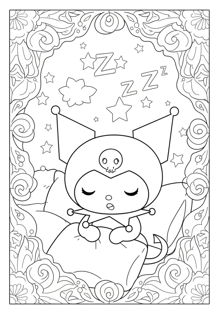 Kuromi Sleepy Coloring Page