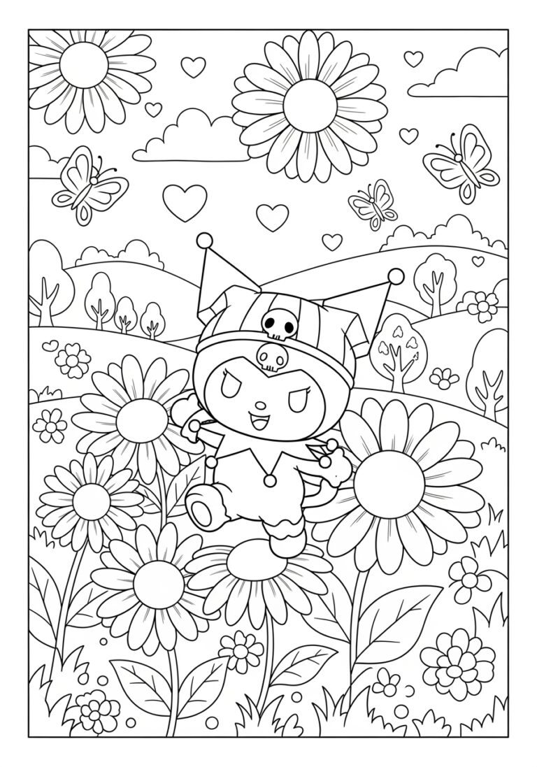 Kuromi Spring Coloring Page