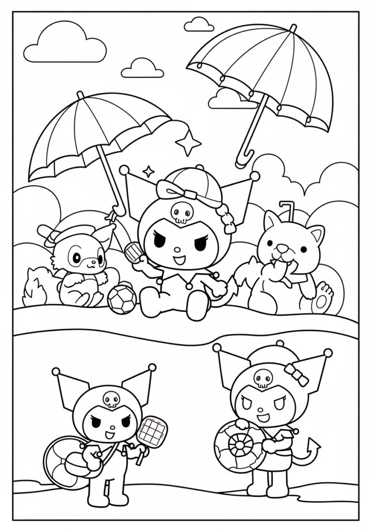 Kuromi Summer Coloring Page